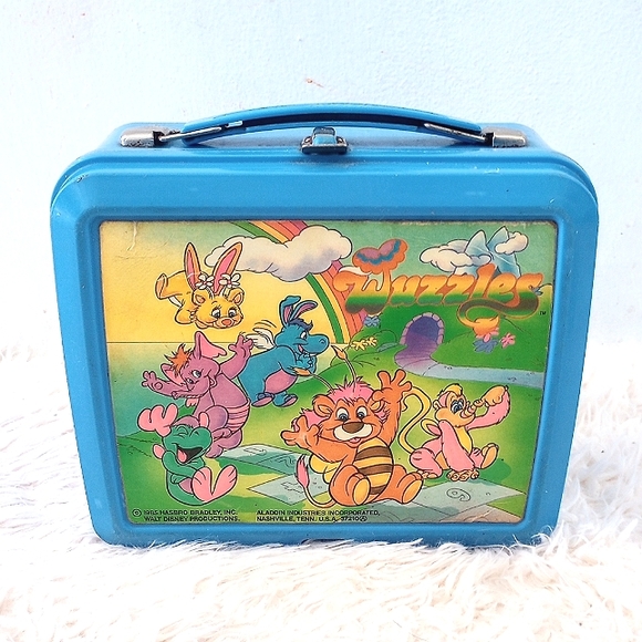 Vintage 1985 Wuzzles Aladdin Lunch Box Blue Hasbro /Disney with Thermos & Lid - Picture 2 of 11
